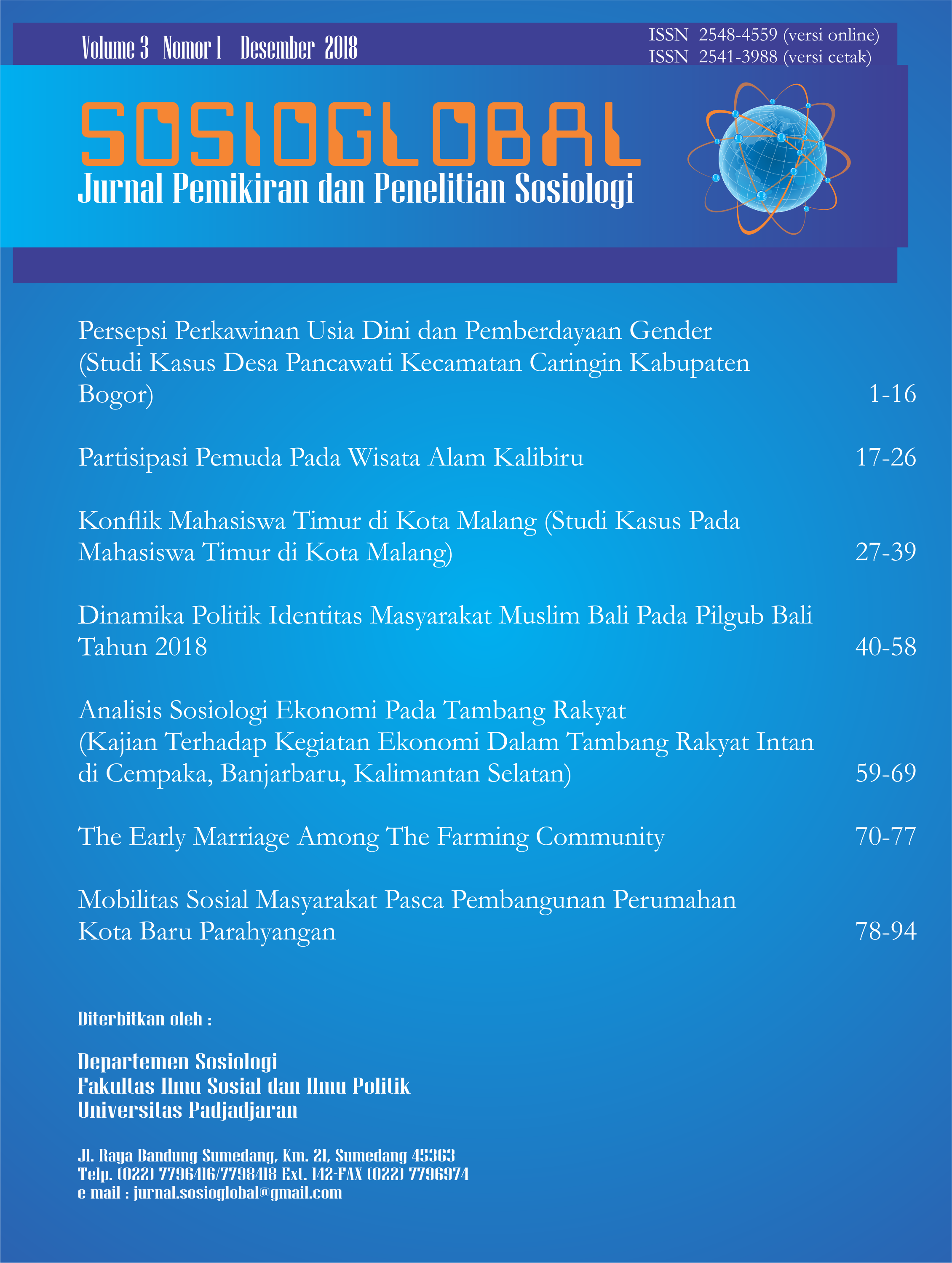 Jurnal Sosioglobal : Vol. 3, No.1, Desember 2018